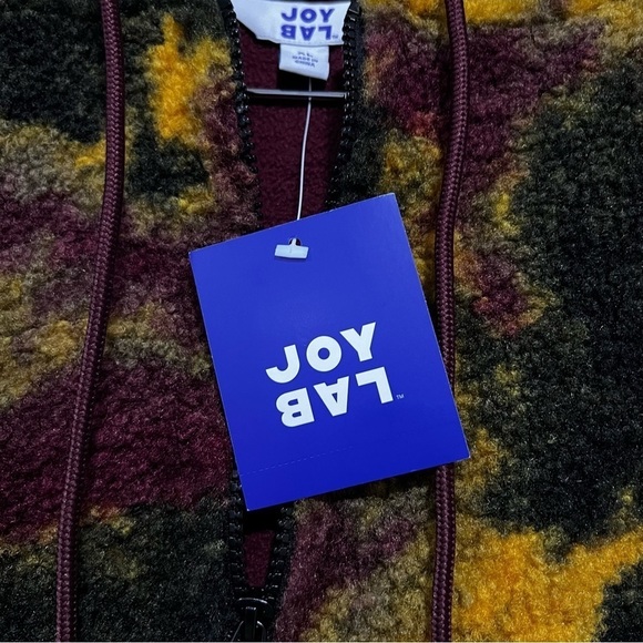 Women’s Marble Sherpa Hoodie Lined Jacket JoyLab Black/Burgundy Size XL - Picture 7 of 9